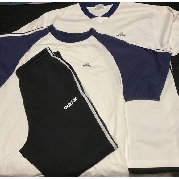 adidas Other - Adidas Lot of 3 Pants & Shirts Mens Medium Black Fleece Sweatpants Joggers Gym